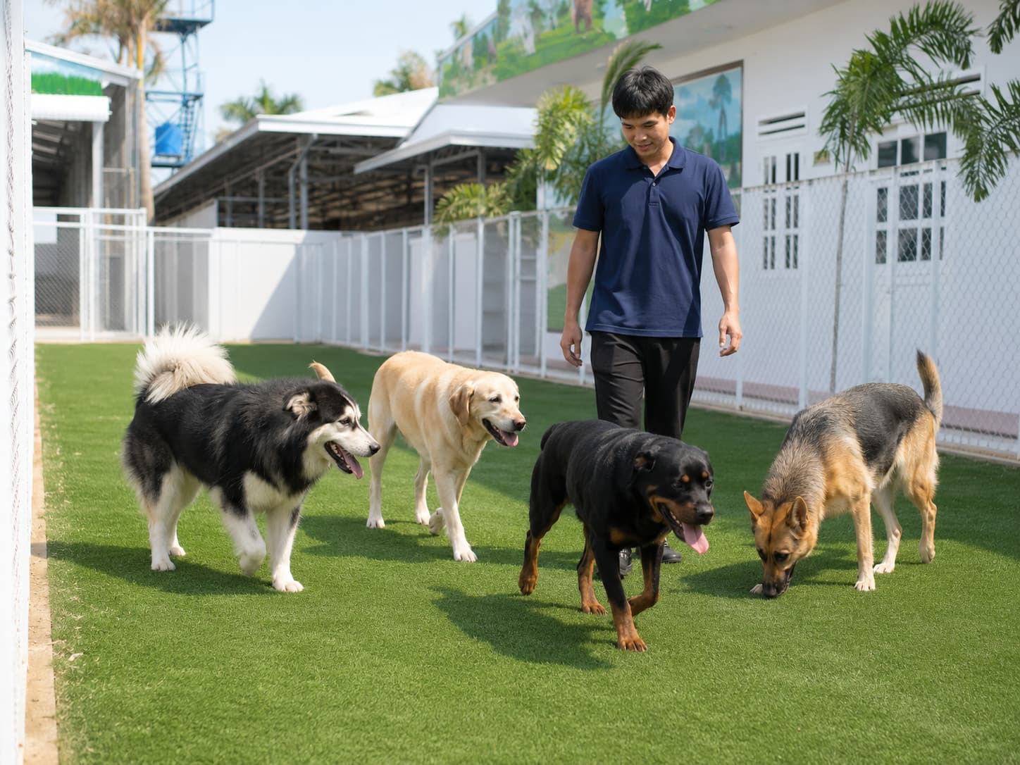 Khu chuồng chung và không gian vận động cho chó tại KHUYỂN VIỆT